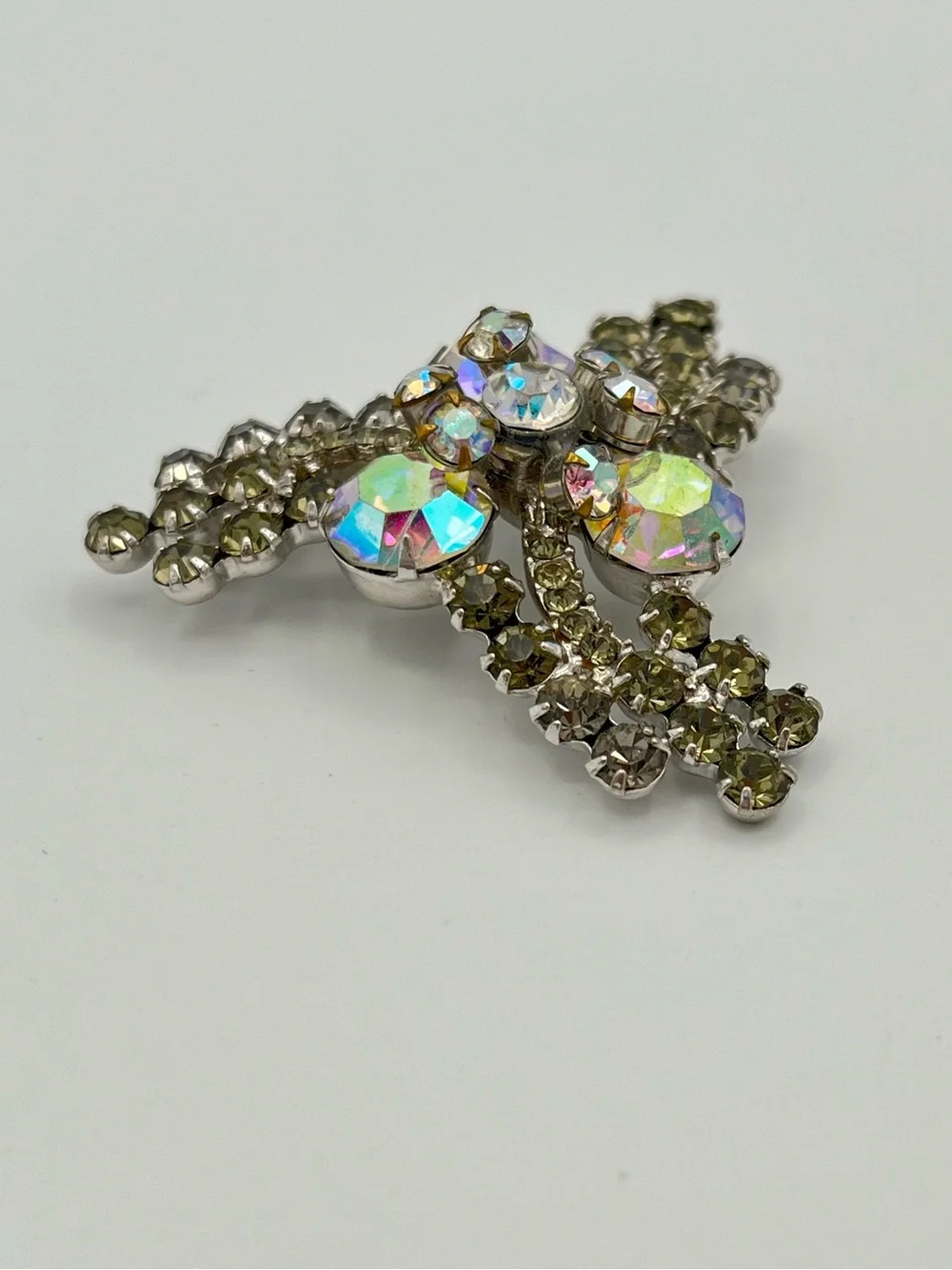 Vintage Verified Juliana Aurora Borealis Cast Channel Brooch Earring Set Mint